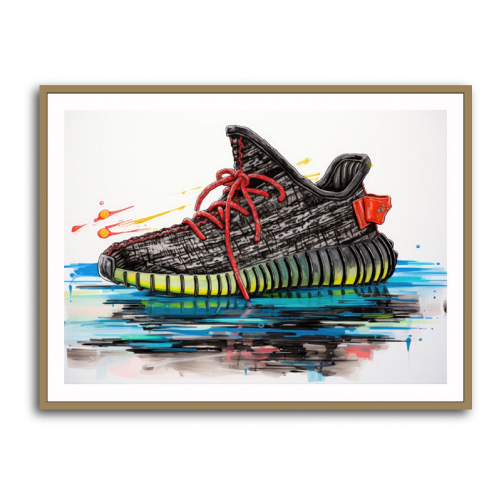 Yeezy Boost 350 Sneakers Graffiti Style Wall Art